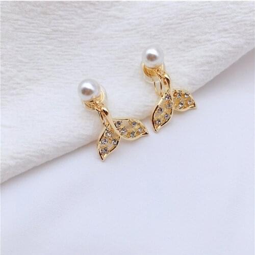 Mori Super Fairy Pearl Earrings Fish Tail Earrings 2021 Earrings New Temperament Earrings Earrings No Earholes Earrings