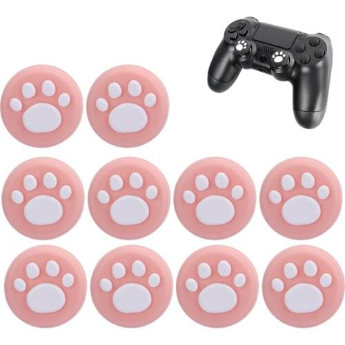 10PCS Cat Paw Thumb Stick Grips Cover Analog Gamepad Joystick Rocker Silicone Cap For PS4 Controller PS4 XBOX ONE XBOX