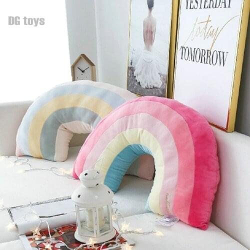 Nordic Rainbow Bridge Baby Bed Decor Pillow Super Soft Heart Neck Travel Pillow Sofa Decoration Waist Cushion Birthday Gift