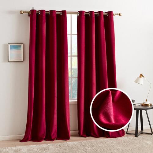 Modern Red Velvet Curtains for Living Room Bedroom European Brown Solid Window Curtains Drapes Customize