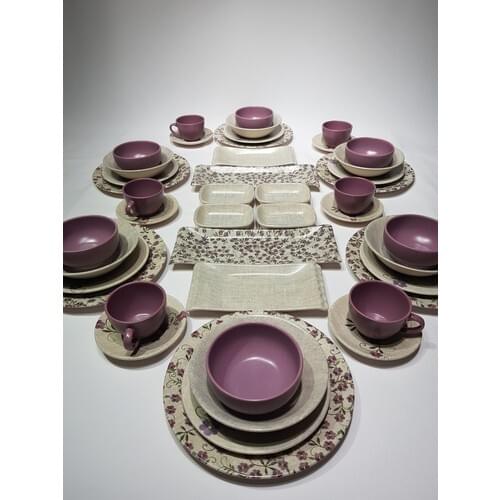 Etamin 44 Pieces Breakfast Tableware for 6 People Dinner Plates Tableware Serving Plate Soup bowl Stamping Plates