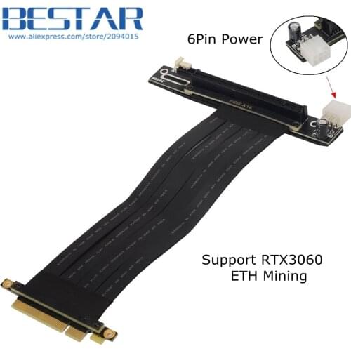 PCIE 8x to 16x Mining Extension Cable PCI-e x8 x16 Adapter Riser x99 Server RTX3060 Multi-card ETH Miner Stable Large 6P Power