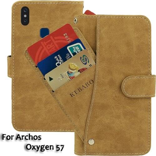 Vintage Leather Wallet Archos Oxygen 57 Case 5.71" Flip Luxury Card Slots Cover Magnet Phone Protective Cases Bags