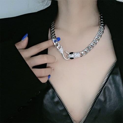 High Quality Shiny Rhinestone Snake Chain Necklace Boutique Punk Choker Necklace For Women Hip Hop Fashion Party Jewelry