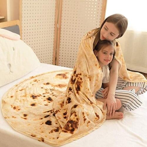 Funny Blanket Food Flour Tortilla Burrito Blanket Sleeping Wrap Hat Pancakes Warm Soft Winter Summner Bedspread Kids Adult