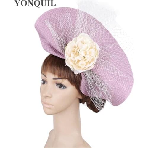 New Arrivals Vintage Hair Fascinator Hats Race Wedding Women Flower Fedora Caps With Veils Derby Headwear Headbands SYF451