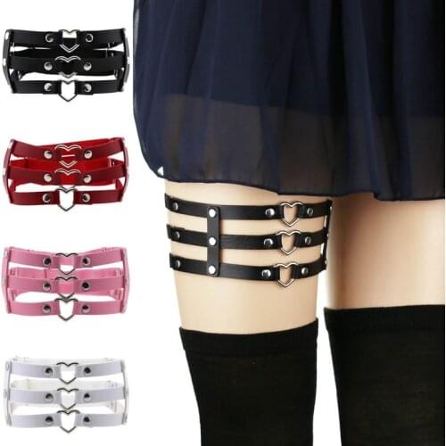 Women Heart Garters Leg Harness Girls Elastic Body Jewelry Kawaii Grunge Metal Punk Goth Gothic Accessories