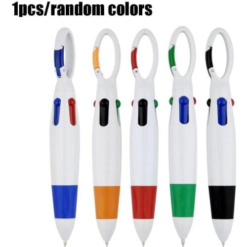 1Pcs Press The Carabiner Pen Ballpoint Pen Cartoon Keychain Pen Signature Pen Students Stationery Office Supplies Random Color