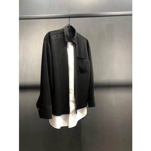 2021 Original design dark wind shirt autumn winter new style contracted false 2 bottom place shirt