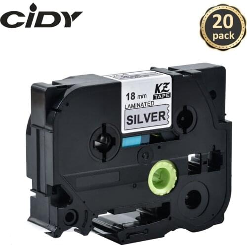 Cidy 20pks TZe 941 TZe941 TZ-941 TZ941 Strong Adhesive Laminated Ribbon Black on Silver Tape Cartridge For Brother
