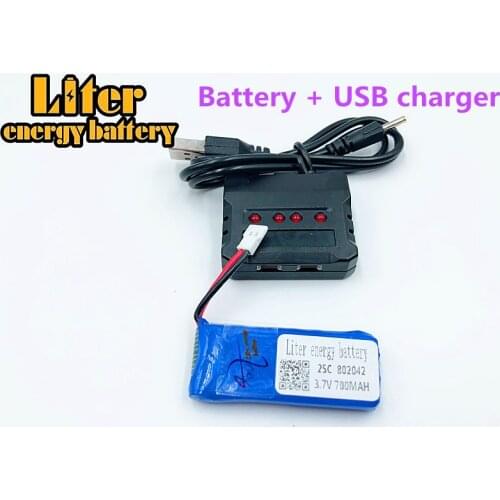 3.7V 700mAh 802042 Lipo Battery with USB charger JJRC H37 H31 Eachine E50 RC drone parts quadcopter
