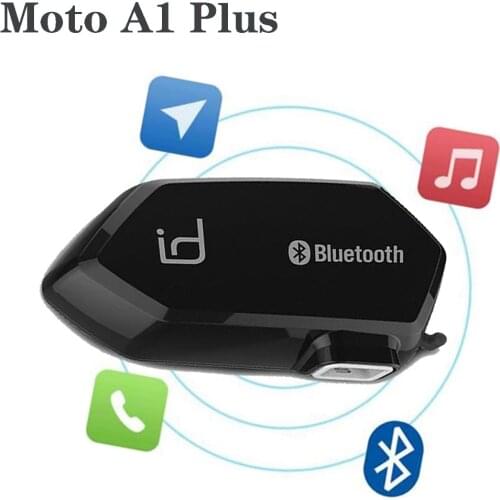 Moto A1 Plus Motorcycle Helmet Intercom Bluetooth Headsets Comunicador Earphone Speaker for 2 Phones Waterproof Boomless Mic
