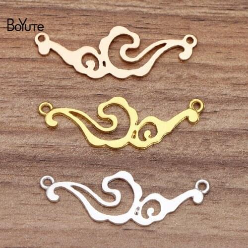 BoYuTe Wholesale (50 Pieces/Lot) 16*46MM Cloud Shape Metal Alloy Connector Charms Diy Hand Made Hair Jewelry Accessories