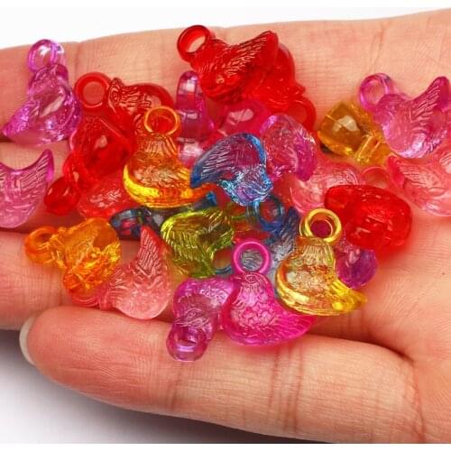 16x13mm Color Mix Bird Acrylic Beads 30pcs Transparent Loose Spacer Beads For Jewelry Making DIY Necklace Bracelet Accessories