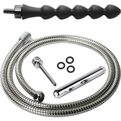 CamaTech All In One 3 Tips Shower Enema System Metal Colonic Cleaner Heads Silicone Douche Nozzle Eeasy Flow Enema Cleansing Kit