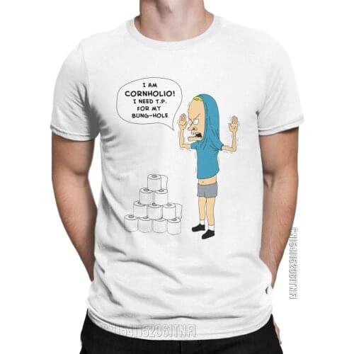 Cornholio Needs T.P. T Shirts For Men Cotton Funny T-Shirt Crewneck Beavis And Butt-Head Tees Classic Clothing Printed