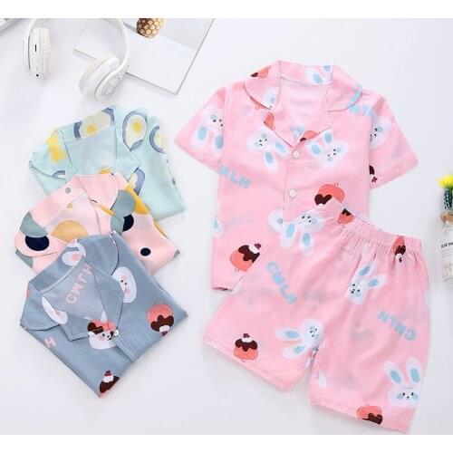 Short Sleeve Child Blouse Tops+Shorts Sleepwear Pajamas Kids Clothes Baby Pajama Sets Boys Girls Cartoon Deer Print Outfits Set