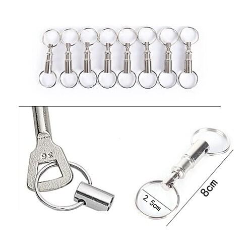 Dual Detachable Key Ring Removable Keyring Quick Release Keychain Snap Lock Holder Steel Chrome Plated Pull-Apart Key Rings
