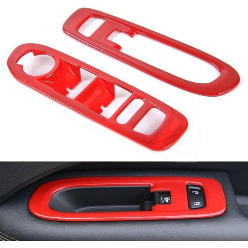 BBQ@FUKA 4x Shiny ABS Car Interior Window Lift panel Cover Trim Red/Blue/Silver/Black Fit For Jeep Compass 2017+ Car accessory