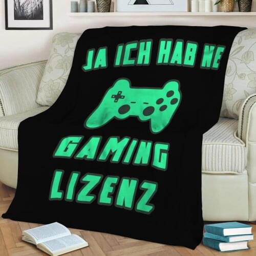 Ja ich hab ne Gaming Throw Blanket Print on Sherpa Blankets Soft for Sofa Customized DIY Plush Thin Quilt