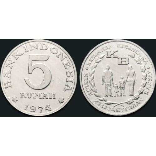 Indonesia 5 Rupee Aluminum Coin 1974 New Genuine Original Coins 100% Real Issuing Coins Unc