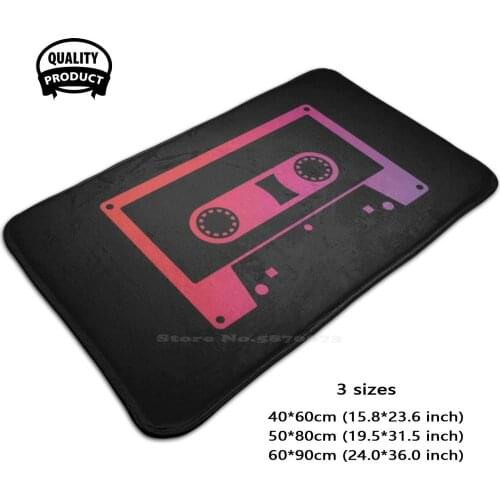 Red Cassette Tape 3D Soft Non-Slip Mat Rug Carpet Foot Pad Cassette Tape O Nostalgia Retro Vector Red Purple Minimal 80S 80 S
