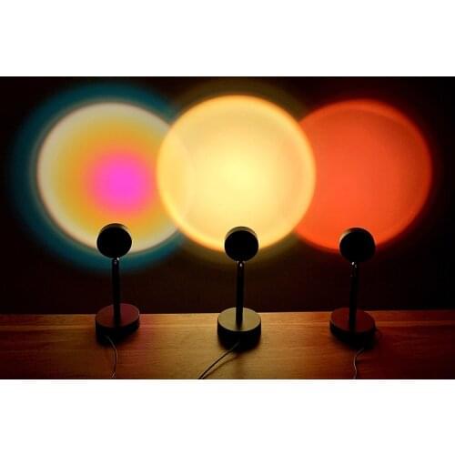 USB Sunset Lamp Rainbow Sunset Projection Lamp Party Decoration Atmosphere Led Night Light for Living Room Bedroom Decoration