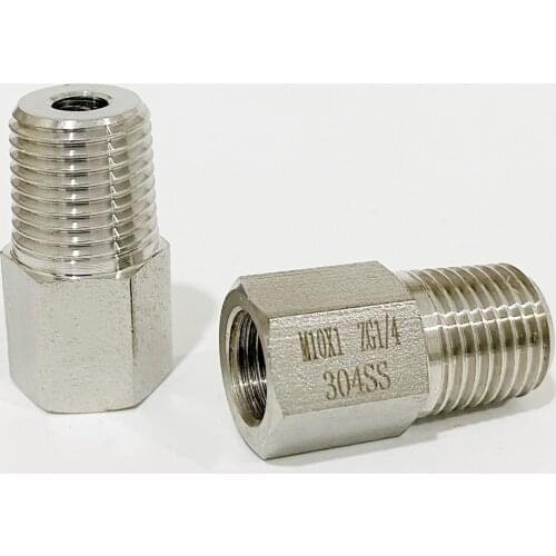 M10x1 Metric Female To 1/4'' BSP Male Thread 304 Stainless Steel Reducing Pipe Fitting Pressure Gauge Adapter