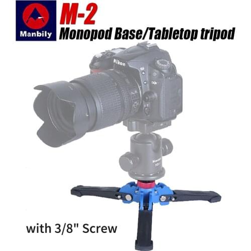 Manbily M-2 Mini Tabletop Tripod Monopod Stand Base Support with Standard 3/8" Screw for Video DSLR Camera Tripod Head Cellphone