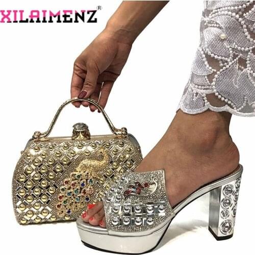 2020 Leather shoes and bag set African shoe with matching bag best selling lady shoe and bag African shoe and bag for wedding