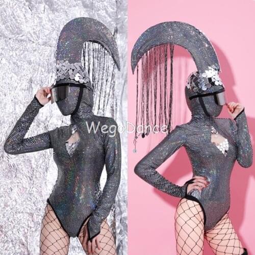 New Cosplay DJ Jazz Dance Costumes Lady Sexy Party Bar Dancers Pub Stage Fluorescence in Females Mask Costume