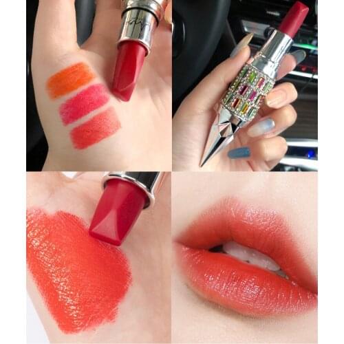 New Three-color Queen Scepter Lipstick A Tri-color Matte Soft Mist Koi Cow Blood Lipstick Lipstick Lip Makeup