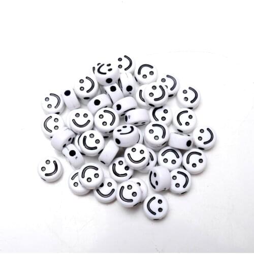 Wholesale 100pcs 8-10mm Mixed Smiley Round Loose Beads, Acrylic Spacer Beads For Jewelry Making KL320