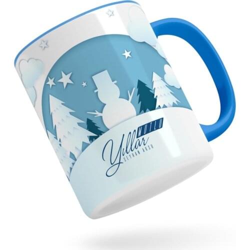 Personalized Christmas Happy Birthday Blue Mug Bardak-22