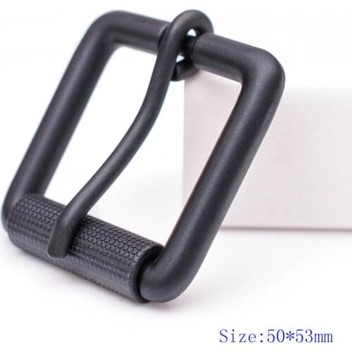 50X53MM (Inner 34mm) Rectangular Alloy Pin Single Prong Roller Black Buckle for Leather Belt 1-1/2"