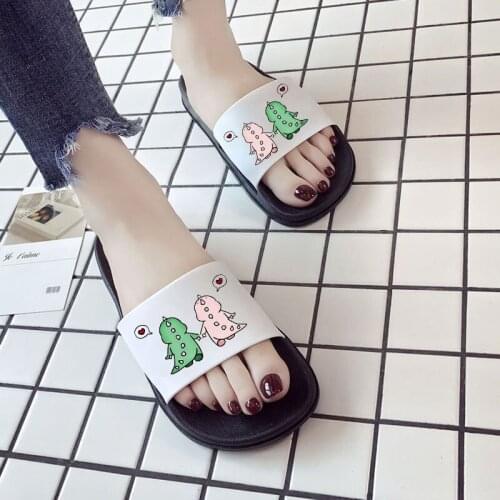 Fashion Cute slippers women Dinosaur PVC Flip Flops women Non-slip Beach sandalias women home slippers мюли женские 2020