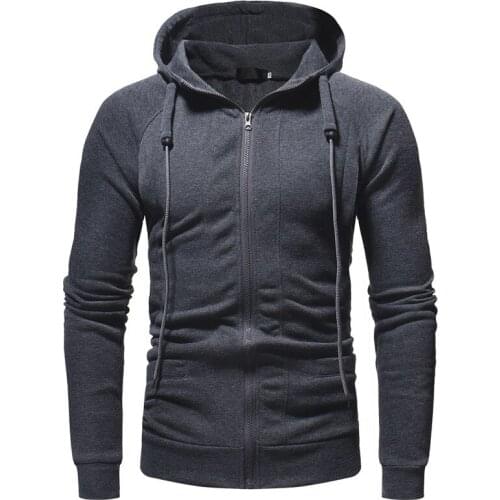 Mens Hooded Sweatshirts Casual Slim Zipper Long-sleeve Hoodies Streetwear Male Sweatshirt Spring and Autumn