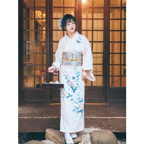 Womens Japan Tranditional Kimono Vintage Style Summer Yukata Cosplay Clothing Stage Performance Clothes Photo Shoot Wear