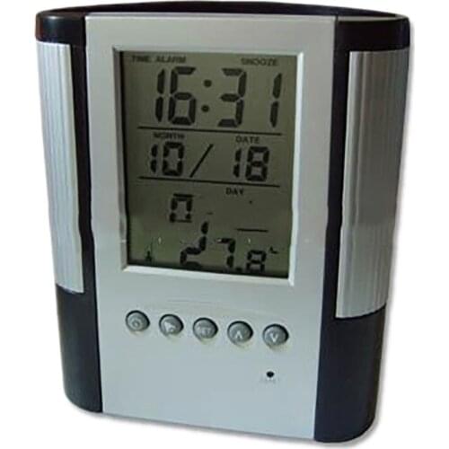 Perpetual Calendar Pen Holder with LCD Display Digital Clock Pen Holder Suitable for Bedroom / Desk Decoration