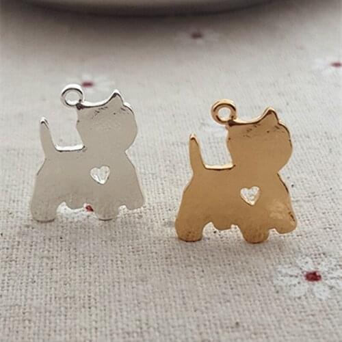 High Quality 20 Pieces/Lot 12mm*18mm Gold and Silver Color big-faced cat Charms For Jewelry Making