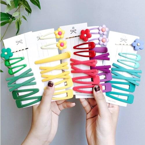 7PCS/Set Women Girls Candy Colors Cute Flower Geometric Hair Clips Sweet Hairpins Headband Barrettes Fashion Hair Accessories