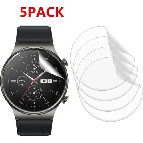 5Pcs Screen Protector For GT 2 (46mm) GT2 Pro Honor Magic 2 (46mm) Full Cover Anti-Scratch Protective Film Guard Ultra-thin