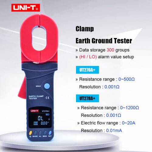Clamp Earth Ground Tester UNI-T UT276A+ UT278A + Clamp Earth Tester earth resistance tester Data storage Visual/audible alarm