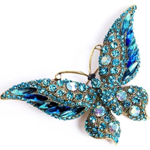 Butterfly Brooch Luxury Crystal Pin Big Brooches For Women Party Banquet Rhinestone Pins Clothese Accessories