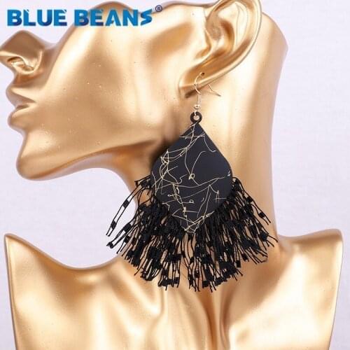 Tassel earrings bohemian statement gifts for women luxury long earring handmade geometric fringe fashion big jewelry geometric