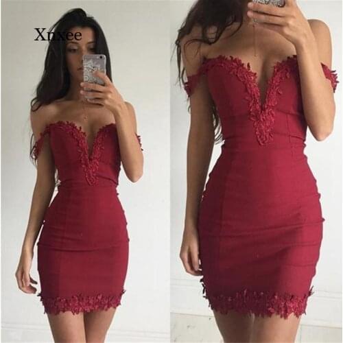 Women 2018 Summer Fashion Solid Red Dress Sweetheart Contrast Lace Pencil Sheath Dress Xnxee