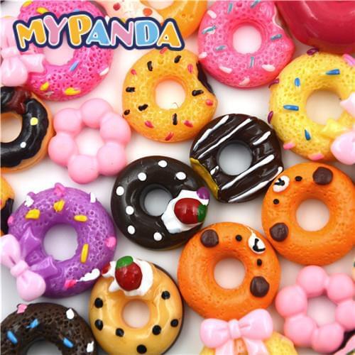 10Pcs Cute Flatback DIY Mini Artificial Cake Bread Food Doughnut Beads Candy Bear Hotdog Resin jewelry Beads Gifts