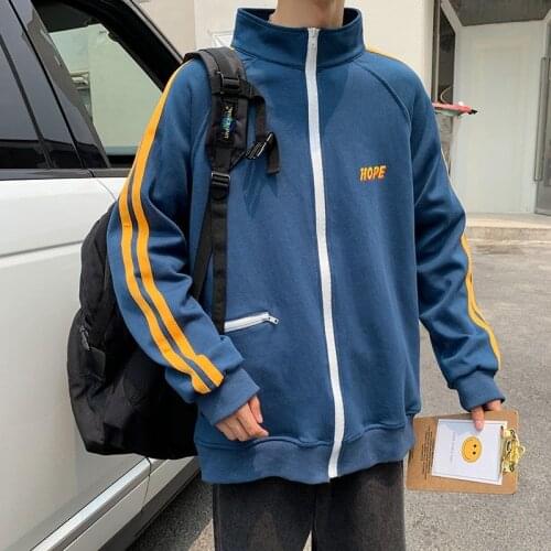 2021 Fashion Men Jacket Sweatshirts Loose Big Size Zipper Jacket Coats Trendy Streetwear Harajuku Hip Hop Mens Clothing