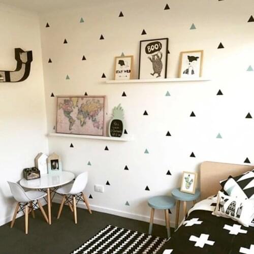 Gold Triangles Wall Stickers for Kids Room Baby Nursery Room Decoration Bedroom Wall Decals Art DIY Vinyl Stickers Peel- Stick