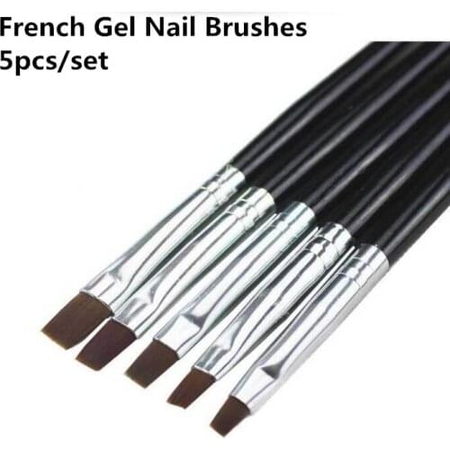 5pcs/set Gel Nail Art Brushes Acrylic Professional Nail Tools UV Gel Brush Set Clean Up Nail Art Flat Brush
